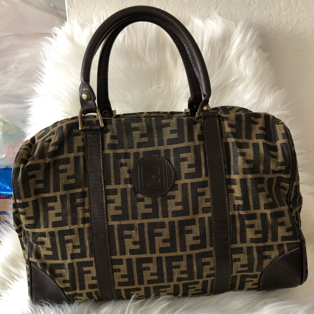 Authentic Vintage Fendi zucca canvas Boston Bag